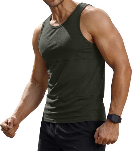 Riyiper Men's Compression Tank Sleeveless Slim Fit Undershirt Workout Athletic Base Layer Running Gym Tight Shirt in Saudi Arabia