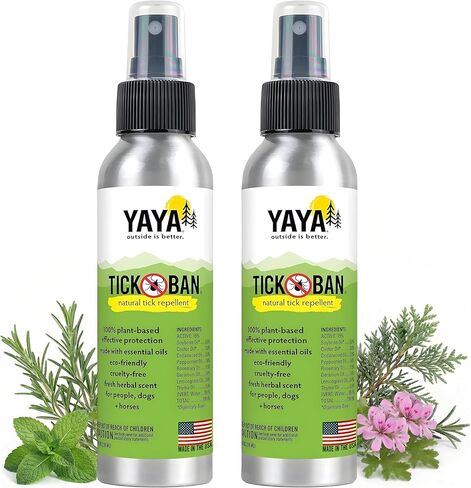 Yaya Organics Tick Ban | Extra Strength Tick Repellent Made with Essential Oils and All Natural, DEET Free Ingredients | Proven Effective, Safe for Adults, Kids and Dogs | 4 Ounce 2 Pack in Saudi Arabia