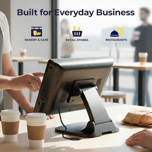 Volcora Retail and Restaurant POS Terminal Machine for Small Business, Point of Sale Cash Register with Windows 11 Professional, CPU Intel Processor N97, 15.6" &11.6" Dual Touch Screen, Hardware Only in Saudi Arabia