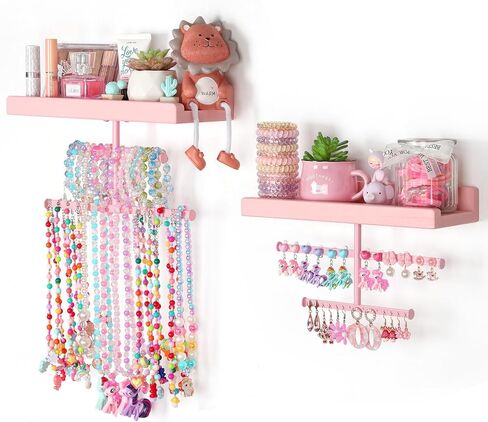 Keebofly Leaf-Shaped Wall Mounted Jewelry Organizer - Acrylic Earring Organizer with Shelf for 444 Earrings, Sturdy Jewelry Tower for Earring, Necklace, Bracelet, Gifts for Women & Girls in Saudi Arabia