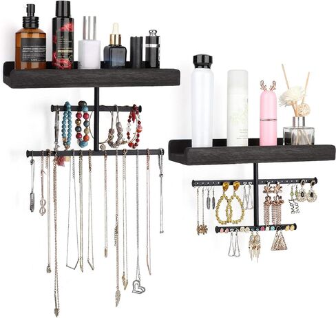Keebofly Leaf-Shaped Wall Mounted Jewelry Organizer - Acrylic Earring Organizer with Shelf for 444 Earrings, Sturdy Jewelry Tower for Earring, Necklace, Bracelet, Gifts for Women & Girls in Saudi Arabia