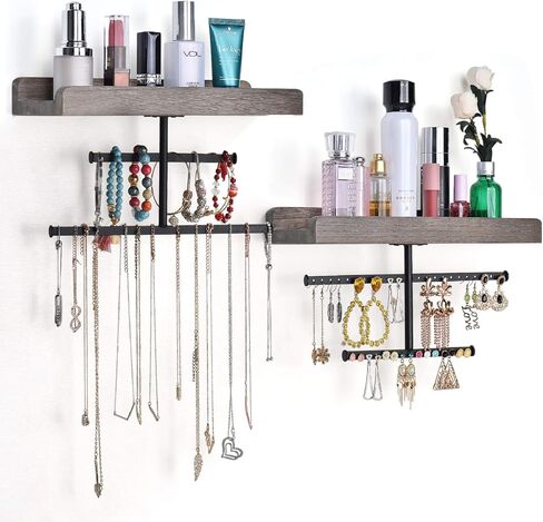 Keebofly Leaf-Shaped Wall Mounted Jewelry Organizer - Acrylic Earring Organizer with Shelf for 444 Earrings, Sturdy Jewelry Tower for Earring, Necklace, Bracelet, Gifts for Women & Girls in Saudi Arabia