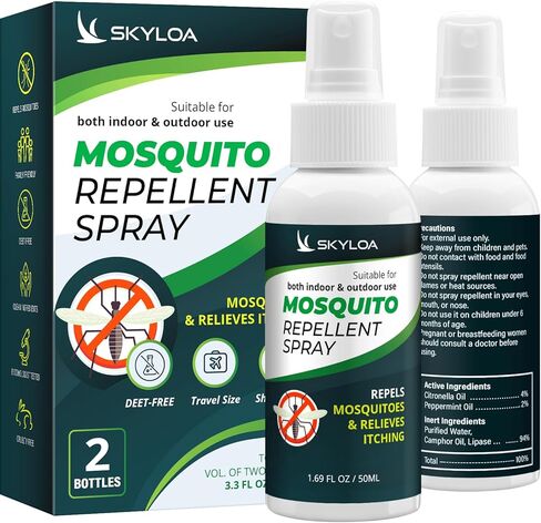 Mosquito Repellent Spray: Travel Size Mosquito Repellent Spray for Body - Safe for Family and Kids - DEET-Free - Mosquito Repellent Outdoor - Indoor Use - Mosquito Spray - Against Mosquitoes - 2 Count in Saudi Arabia