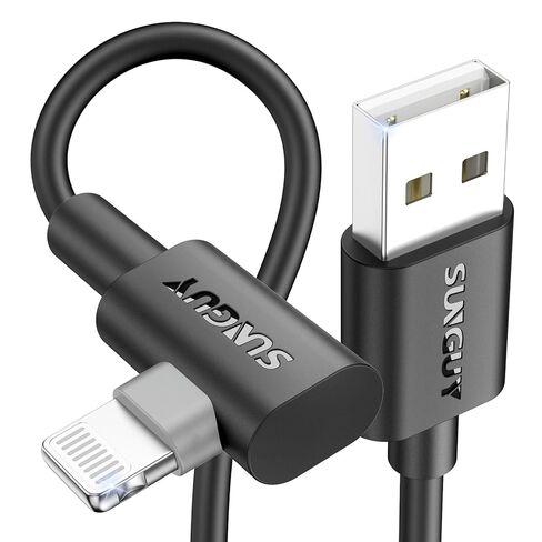 SUNGUY USB A to Lighting Cable 90 Degree, [2-Pack 1.5ft] MFi Certified Right Angle Lighting Carplay Charger Cord Compatible with iPhone 14/13/12/11 Pro Max/XS MAX/XR/XS/iPad/iPod in Saudi Arabia