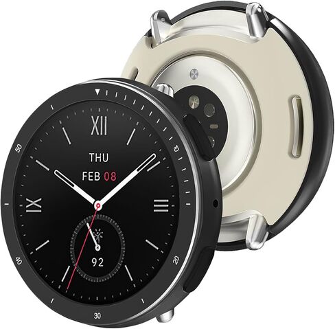 2 in 1 Compatible for Amazfit Active 2 Case 44mm, Anti-Scratch & Shockproof Watch Metal Bezel with Full Protection PC Back Cover for Amazfit Active 2 Round Protective Case-Dark Grey in Saudi Arabia