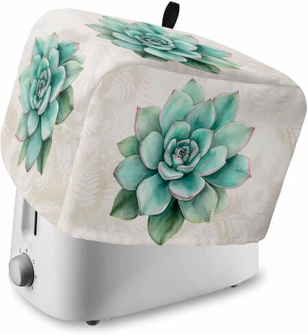 غطاء محمصة الخبز شريحتين من النباتات النضرة باللون الأزرق المخضر، غطاء فرن محمصة الخبز مع جيوب، أوراق خضراء، واقي أدوات خبز مقاوم للغبار، أغطية غبار لأجهزة المطبخ، حماية بصمات الأصابع للنساء هدية in Kuwait