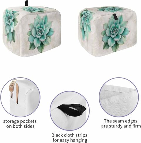 غطاء محمصة الخبز شريحتين من النباتات النضرة باللون الأزرق المخضر، غطاء فرن محمصة الخبز مع جيوب، أوراق خضراء، واقي أدوات خبز مقاوم للغبار، أغطية غبار لأجهزة المطبخ، حماية بصمات الأصابع للنساء هدية in Kuwait