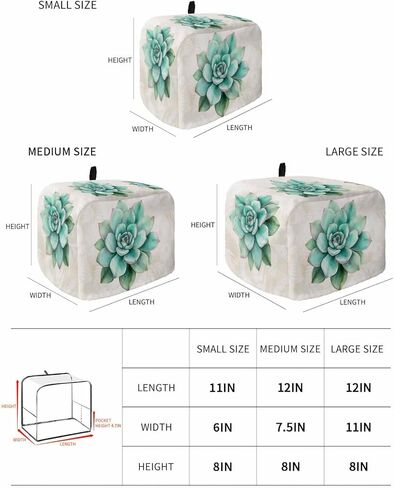 غطاء محمصة الخبز شريحتين من النباتات النضرة باللون الأزرق المخضر، غطاء فرن محمصة الخبز مع جيوب، أوراق خضراء، واقي أدوات خبز مقاوم للغبار، أغطية غبار لأجهزة المطبخ، حماية بصمات الأصابع للنساء هدية in Kuwait