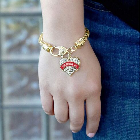 Inspired Silver - Gold Pave Heart Charm Bracelet with Cubic Zirconia Jewelry in Saudi Arabia