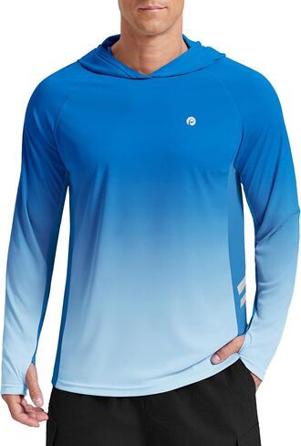 PINSPARK Men's Sun Shirts UPF 50+ Fishing Hoodie Long Sleeve UV Protection Shirts Outdoor Hiking Swimming Running Rash Guard in Kuwait