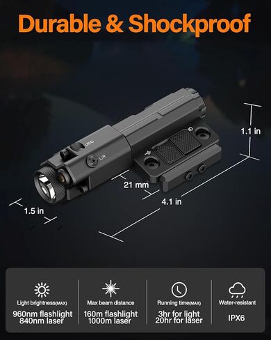 مصباح يدوي TOUGHSOUL Mlok 860nm IR لنطاق الرؤية الليلية مع ليزر الأشعة تحت الحمراء، ضوء صيد لبصريات الرؤية الليلية (يجب استخدامه مع أجهزة الرؤية الليلية) in Kuwait