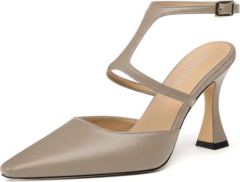 KUOARN كعب Slingback للنساء مغلق عند الأصابع 3.5 بوصة Stiletto مع حزام كاحل قابل للتعديل مريح أنيق للحفلات المسائية وحفلات الزفاف in Saudi Arabia