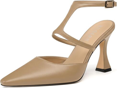 KUOARN كعب Slingback للنساء مغلق عند الأصابع 3.5 بوصة Stiletto مع حزام كاحل قابل للتعديل مريح أنيق للحفلات المسائية وحفلات الزفاف in Kuwait