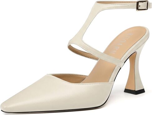 KUOARN كعب Slingback للنساء مغلق عند الأصابع 3.5 بوصة Stiletto مع حزام كاحل قابل للتعديل مريح أنيق للحفلات المسائية وحفلات الزفاف in Kuwait