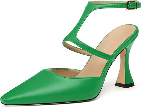 KUOARN كعب Slingback للنساء مغلق عند الأصابع 3.5 بوصة Stiletto مع حزام كاحل قابل للتعديل مريح أنيق للحفلات المسائية وحفلات الزفاف in Kuwait