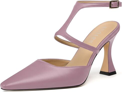 KUOARN كعب Slingback للنساء مغلق عند الأصابع 3.5 بوصة Stiletto مع حزام كاحل قابل للتعديل مريح أنيق للحفلات المسائية وحفلات الزفاف in Kuwait