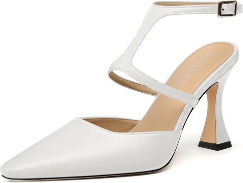 KUOARN كعب Slingback للنساء مغلق عند الأصابع 3.5 بوصة Stiletto مع حزام كاحل قابل للتعديل مريح أنيق للحفلات المسائية وحفلات الزفاف in Kuwait
