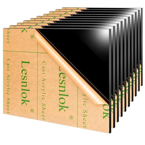 Lesnlok 12x12 Black Acrylic Sheet 1/8 inch Thick 3mm Black Plexiglass Sheet for Home Decor Handcraft Painting Photography (4, 12x12) in Saudi Arabia