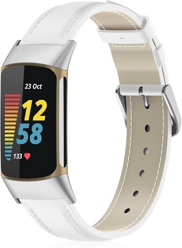 أحزمة جلدية متوافقة مع Fitbit Charge 6 / Charge 5 Bands للنساء والرجال، سوار معصم رياضي بديل من الجلد الطبيعي الناعم لساعة Fitbit Charge 5/6 لتتبع اللياقة البدنية in Kuwait