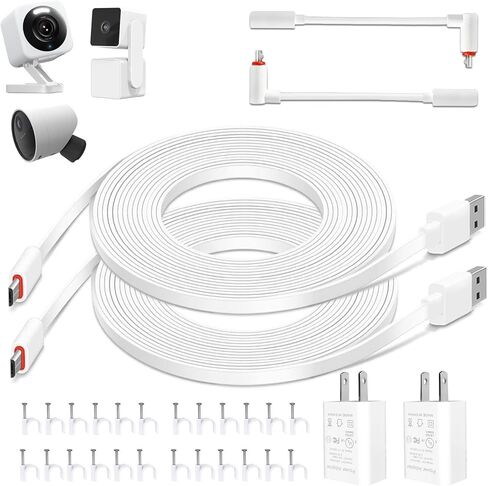 محول طاقة خارجي بطول 26 قدمًا/8 أمتار وكابل شحن لكاميرا Wyze Cam v3/v4/OG/V3 Pro، Wyze Cam Pan v3، سلك طاقة متوافق مع كاميرا الأمان الخارجية SimpliSafe، كابل طاقة مقاوم للماء (عبوتان) in Kuwait