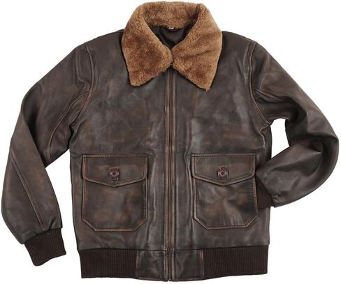 SpazeUp A2 Leather Jacket Men - Air Force Pilot Flight Distressed Brown Leather Jacket Men in Saudi Arabia