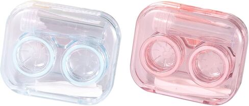 2 - Pack Cute Contact Lens Case Set, Transparent Travel Essentials with Remover Tool Kit and Solution Bottle, Contact Lens Storage Box for Travel, Home, and Daily Use (Purple and Green) in Saudi Arabia