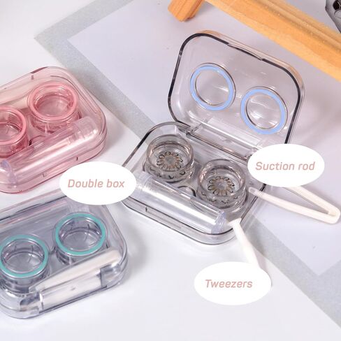 2 - Pack Cute Contact Lens Case Set, Transparent Travel Essentials with Remover Tool Kit and Solution Bottle, Contact Lens Storage Box for Travel, Home, and Daily Use (Purple and Green) in Saudi Arabia