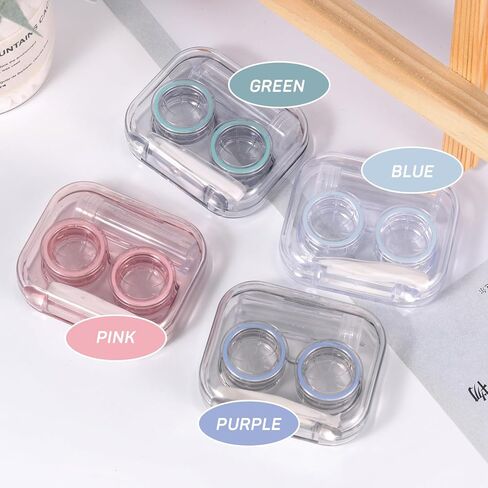 2 - Pack Cute Contact Lens Case Set, Transparent Travel Essentials with Remover Tool Kit and Solution Bottle, Contact Lens Storage Box for Travel, Home, and Daily Use (Purple and Green) in Saudi Arabia