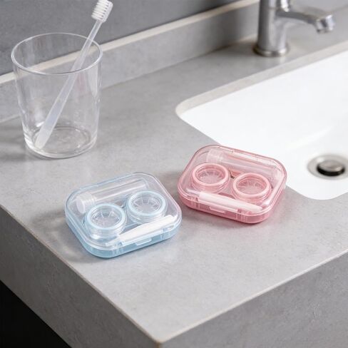 2 - Pack Cute Contact Lens Case Set, Transparent Travel Essentials with Remover Tool Kit and Solution Bottle, Contact Lens Storage Box for Travel, Home, and Daily Use (Purple and Green) in Saudi Arabia