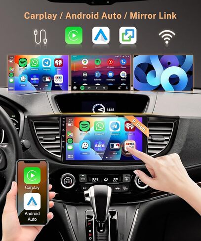 راديو سيارة Android 13 لسيارة Honda CRV 2012 2013 2014 2015 2016، ريمودي سيارة ستيريو لاسلكي Carplay Android Auto 9 بوصة تعمل باللمس مرآة وصلة بلوتوث FM/RDS GPS WiFi EQ SWC AHD كاميرا احتياطية in Saudi Arabia