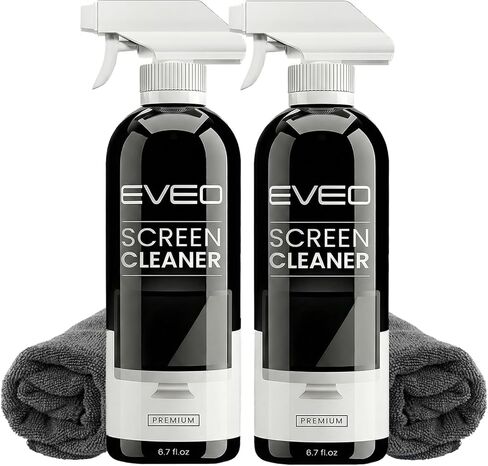 بخاخ منظف الشاشة (16 أونصة × عبوتين) - زجاجة تنظيف شاشة كبيرة - منظف شاشة التلفاز، منظف شاشة الكمبيوتر، لأجهزة الكمبيوتر المحمول، والهاتف، والآيباد - منظف إلكتروني - قطعة قماش من الألياف الدقيقة متضمنة in Kuwait