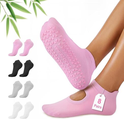 ALLIVE Pilates Socks with Grips for Women, Bamboo Breathable Non Slip Socks for Yoga, Barre, Studio, and Home Use in Saudi Arabia