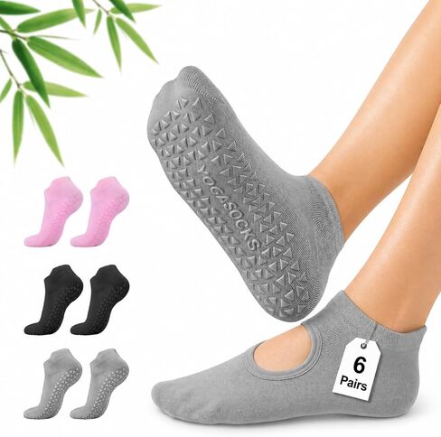 ALLIVE Pilates Socks with Grips for Women, Bamboo Breathable Non Slip Socks for Yoga, Barre, Studio, and Home Use in Saudi Arabia