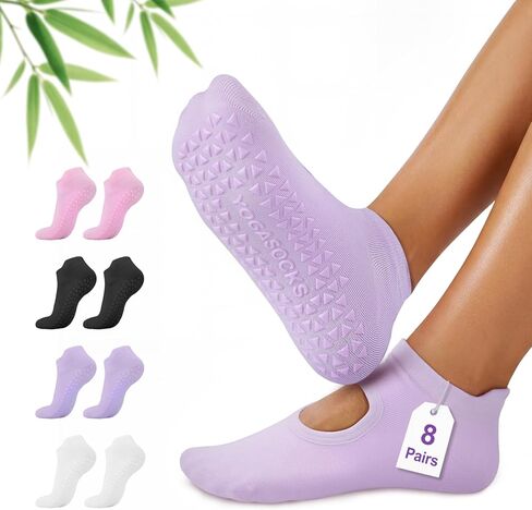 ALLIVE Pilates Socks with Grips for Women, Bamboo Breathable Non Slip Socks for Yoga, Barre, Studio, and Home Use in Saudi Arabia