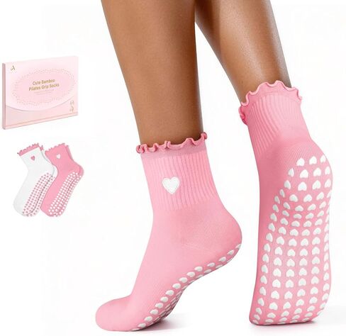 ALLIVE Pilates Socks with Grips for Women, Bamboo Breathable Non Slip Socks for Yoga, Barre, Studio, and Home Use in Saudi Arabia