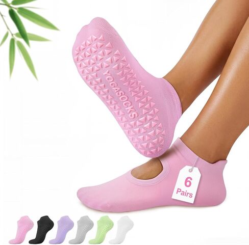 ALLIVE Pilates Socks with Grips for Women, Bamboo Breathable Non Slip Socks for Yoga, Barre, Studio, and Home Use in Saudi Arabia