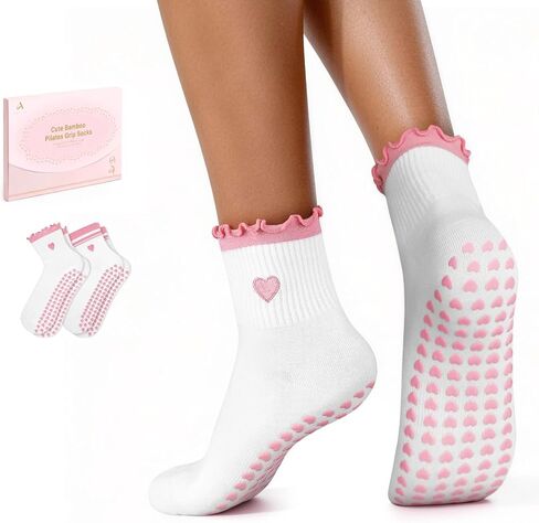 ALLIVE Pilates Socks with Grips for Women, Bamboo Breathable Non Slip Socks for Yoga, Barre, Studio, and Home Use in Saudi Arabia