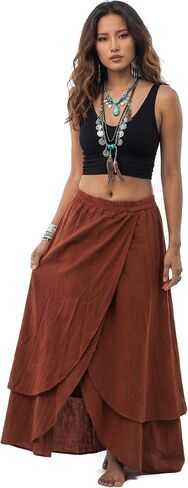 Women's Maxi Cotton Boho Wrap Skirt Bohemian Organic Cotton Fair Trade Long in Saudi Arabia