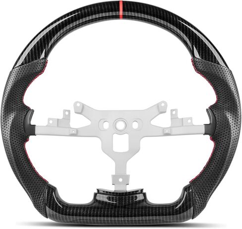 Carbon Fiber Style Steering Wheel for Chevy Corvette C6 2006-2011 Z06 Grand Sport ZR1, Blue Stripe Blue Stitching, Hydro-Dip High Gloss Flat Bottom, Interior Replacement Thicker Grip in Saudi Arabia