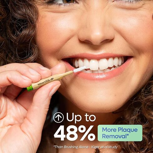 SmartLifeco Bamboo Interdental Brushes (10 Count) - Eco-Friendly Reusable Dental Picks, Flexible Soft Bristles, Superior Gum & Teeth Cleaning, Toothpicks for Braces, PikStik - Regular in Saudi Arabia