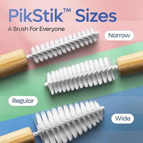 SmartLifeco Bamboo Interdental Brushes (10 Count) - Eco-Friendly Reusable Dental Picks, Flexible Soft Bristles, Superior Gum & Teeth Cleaning, Toothpicks for Braces, PikStik - Regular in Saudi Arabia
