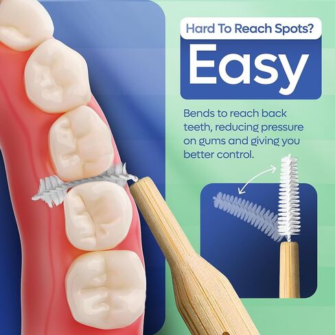 SmartLifeco Bamboo Interdental Brushes (10 Count) - Eco-Friendly Reusable Dental Picks, Flexible Soft Bristles, Superior Gum & Teeth Cleaning, Toothpicks for Braces, PikStik - Regular in Saudi Arabia