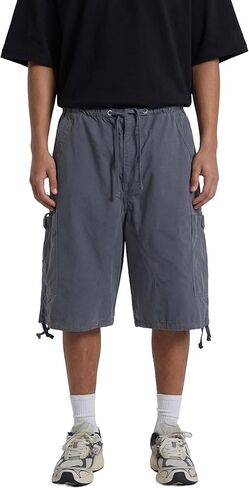 CUTEGAL Unisex Y2k Cargo Shorts Baggy Parachute Pants Vintage Drawstring Side Pocket Jorts Straight Leg Loose Streetwear in Saudi Arabia