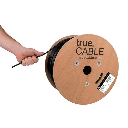 TrueCABLE Cat5e خارجي، 1000 قدم، مقاوم للماء، تصنيف CMX للدفن المباشر، أسود 24AWG من النحاس الصلب العاري، 350 ميجا هرتز، PoE++ (4PPoE)، مدرج في قائمة ETL، UTP غير محمي، كابل إيثرنت مجمع in Kuwait
