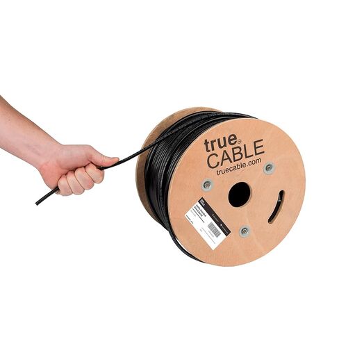 trueCABLE Cat5e Outdoor, 1000ft, Waterproof Direct Burial Rated CMX, Black 24AWG Solid Bare Copper, 350MHz, PoE++ (4PPoE), ETL Listed, Unshielded UTP, Bulk Ethernet Cable in Saudi Arabia