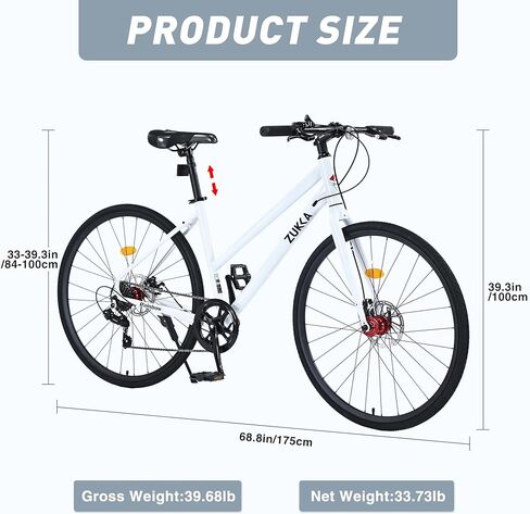 ZUKKA 700C Road Bike for Adult Shimano 7 Speed Road Bike Hybrid Road Bicycle Carbon Steel Frame/Dual-Disc Brakes/Multiple Colors in Saudi Arabia