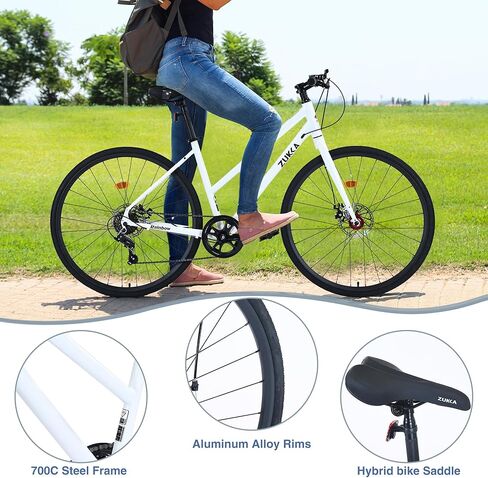 ZUKKA 700C Road Bike for Adult Shimano 7 Speed Road Bike Hybrid Road Bicycle Carbon Steel Frame/Dual-Disc Brakes/Multiple Colors in Saudi Arabia