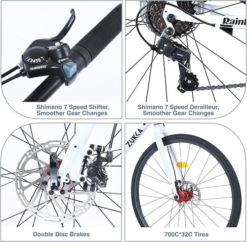 ZUKKA 700C Road Bike for Adult Shimano 7 Speed Road Bike Hybrid Road Bicycle Carbon Steel Frame/Dual-Disc Brakes/Multiple Colors in Saudi Arabia