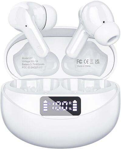 Wireless Earbuds Bluetooth 5.3 Headphones Stereo Ear Buds, ENC Noise Cancelling Mic,IPX7 Waterproof Earphones with Hook for Android iOS Smart Phone Laptop Computer Sports - Black in Saudi Arabia