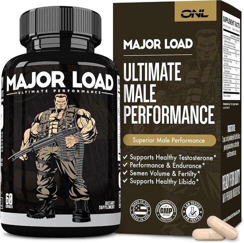 ONL Major Load Testosterone Booster for Men - Testosterone Supplements with Horny Goat Weed, Maca Root, & Tribulus Terrestris - Tongkat Ali Men's Energy, Stamina & Strength - Test Booster 60 Capsules in Saudi Arabia